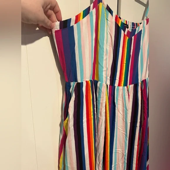 Torrid Midi Challis Skater Dress Striped Rainbow Colorful Pride Plus Sz 4X - Picture 9 of 10